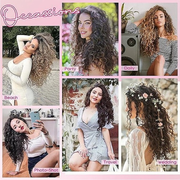 Curly Hair Extensions, 4PCS 16 inch Clip in Hair Extensions Lace Weft Short Curl